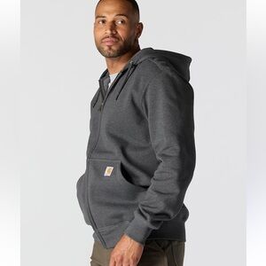 Carhartt Men's Charcoal Zip-Up Hoodie Rain Defender Havyweight.